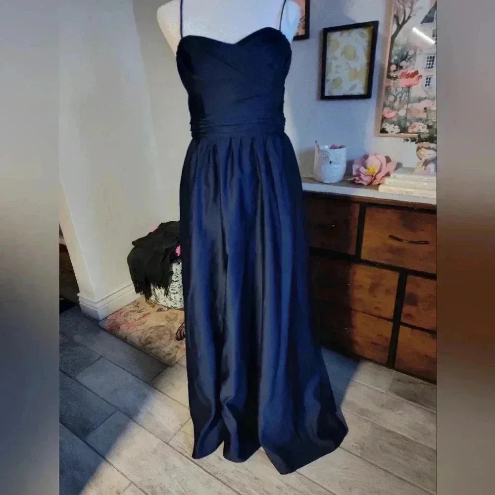 Alfred Angelo Navy Blue Spaghetti Strap Maxi Dress